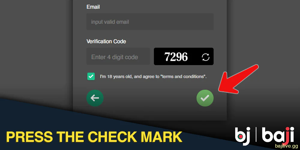 Confirm your registration on Baji